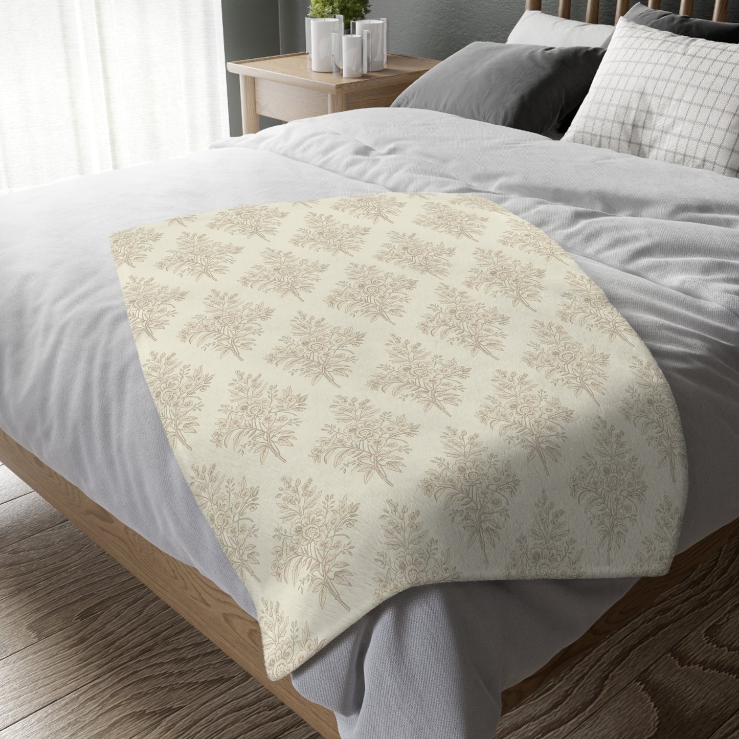 Heirloom Botanical Throw Blanket | Soft Neutral Floral