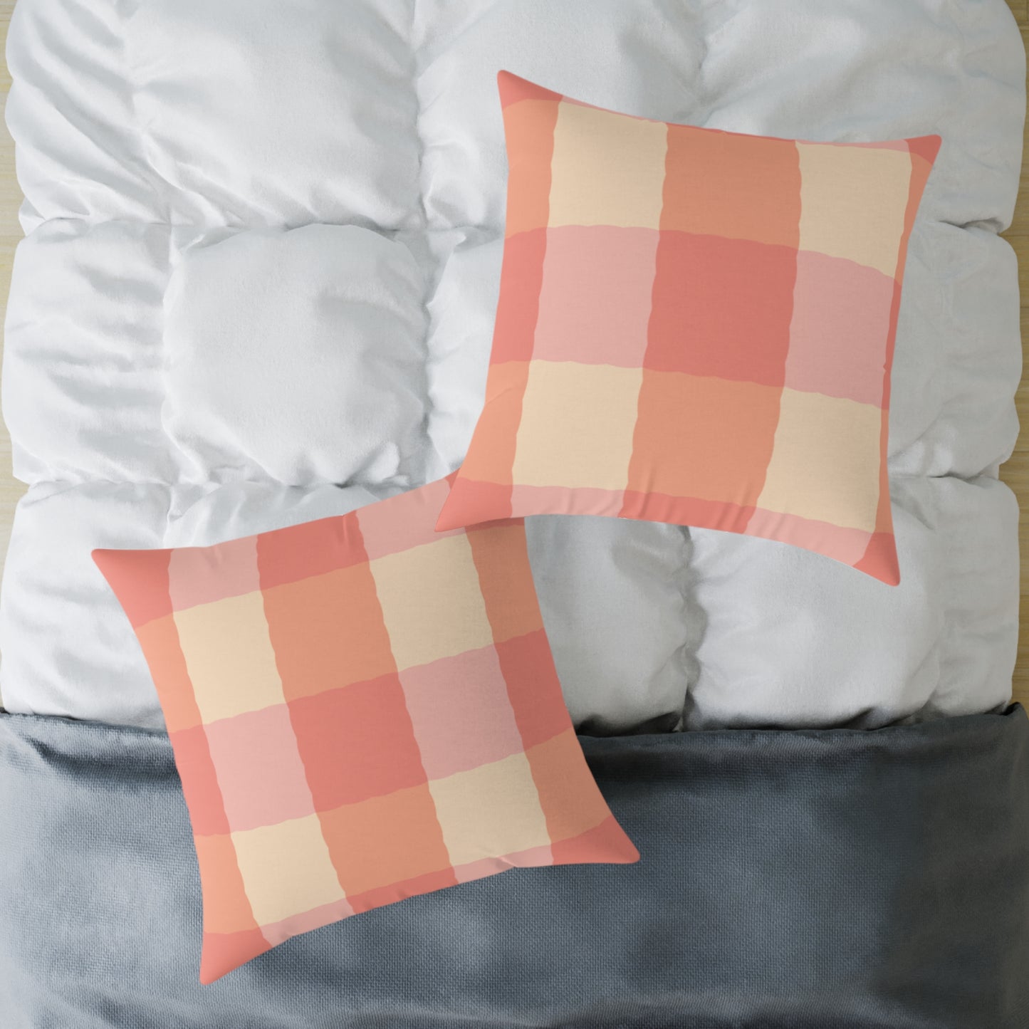 Joyful Gingham Pillow – Coral Pink Checkered Cushion for Cozy, Collected Homes Layer with Heirloom Plum, Stillwater Check, or any of our art pillows for a warm, welcoming touch. Chic Checkered Pillow