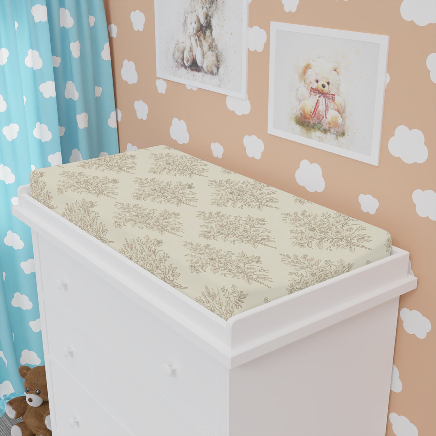 Heirloom Botanical Changing Pad Cover | Soft Neutral Floral