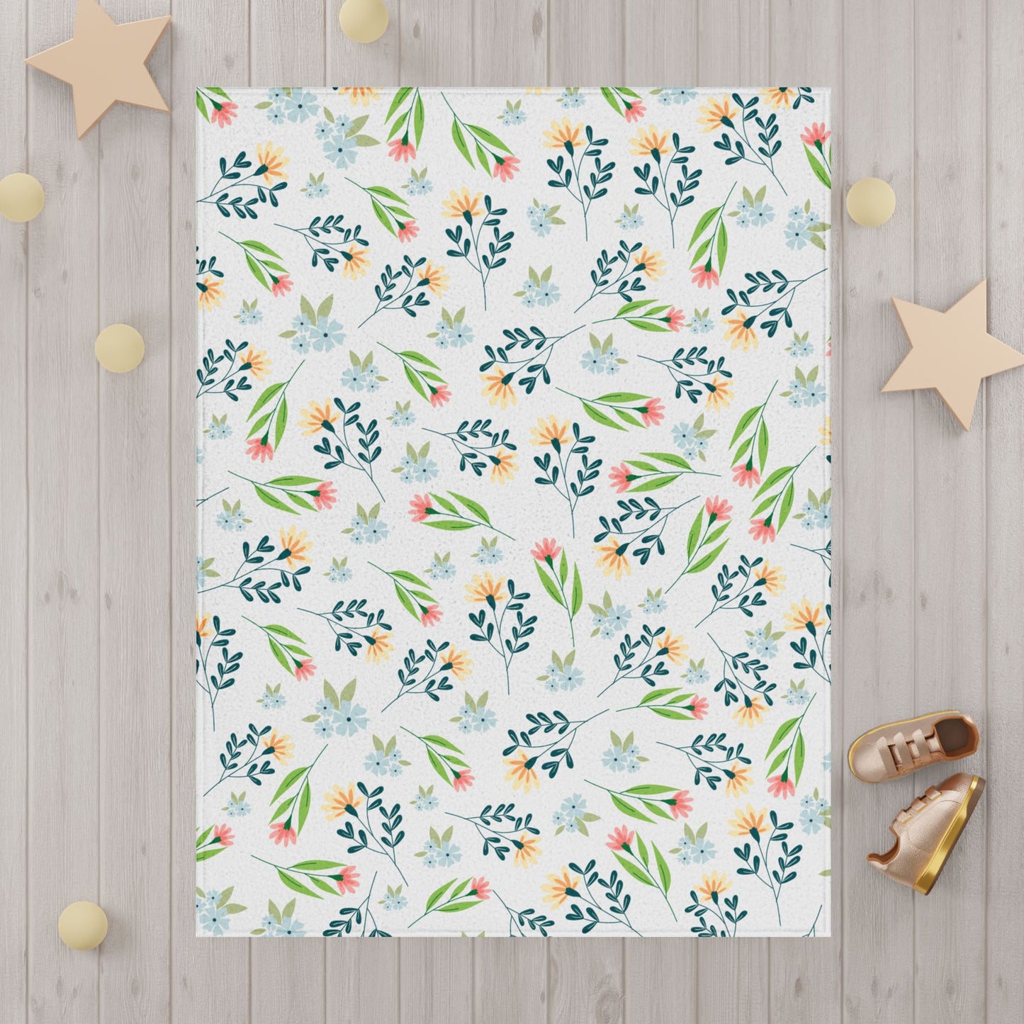 Floral Sprig Toddler Blanket — Soft Watercolor Botanical Baby Throw