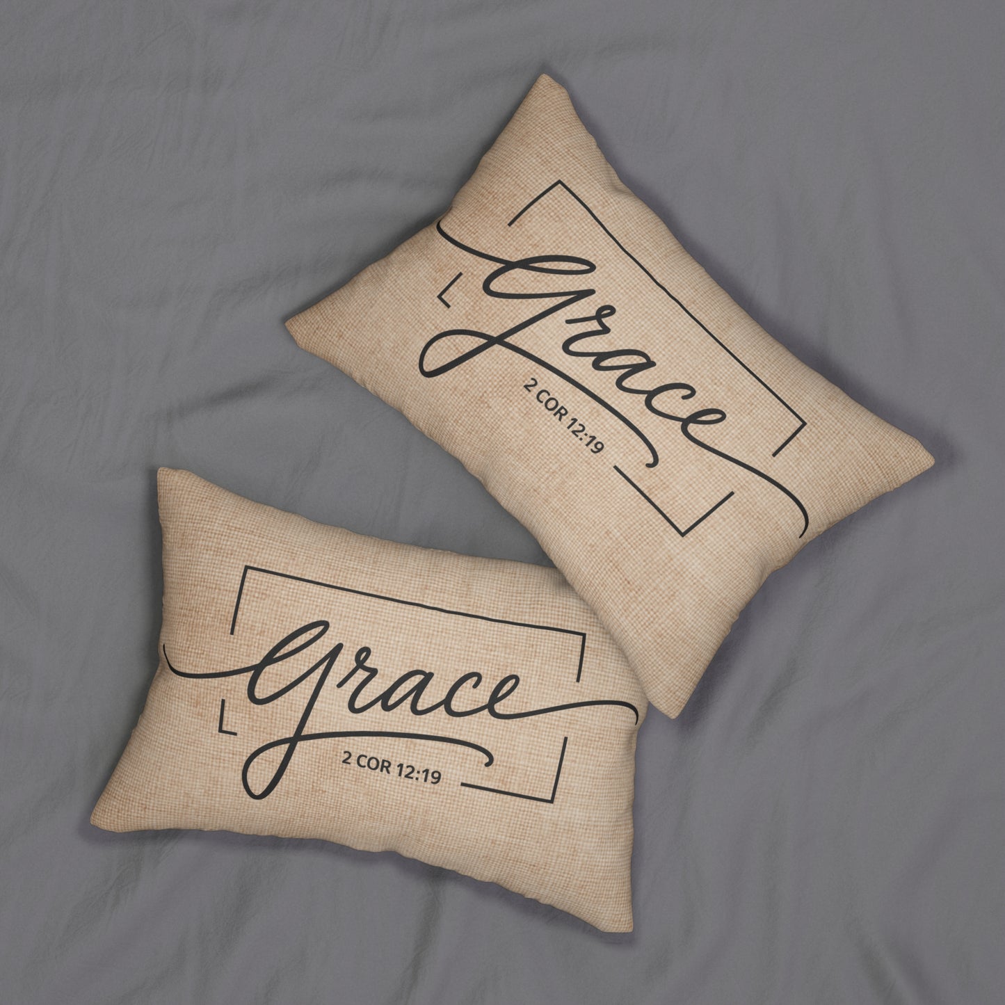 Peppermint’s Faith & Promise Pillows | Grace Lumbar Pillow – Scripture 2 Cor 12:19 Decorative Throw Pillow