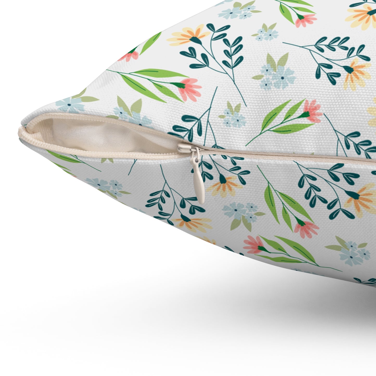 Floral Meadow Square Pillow — Pastel Botanical Throw Pillow