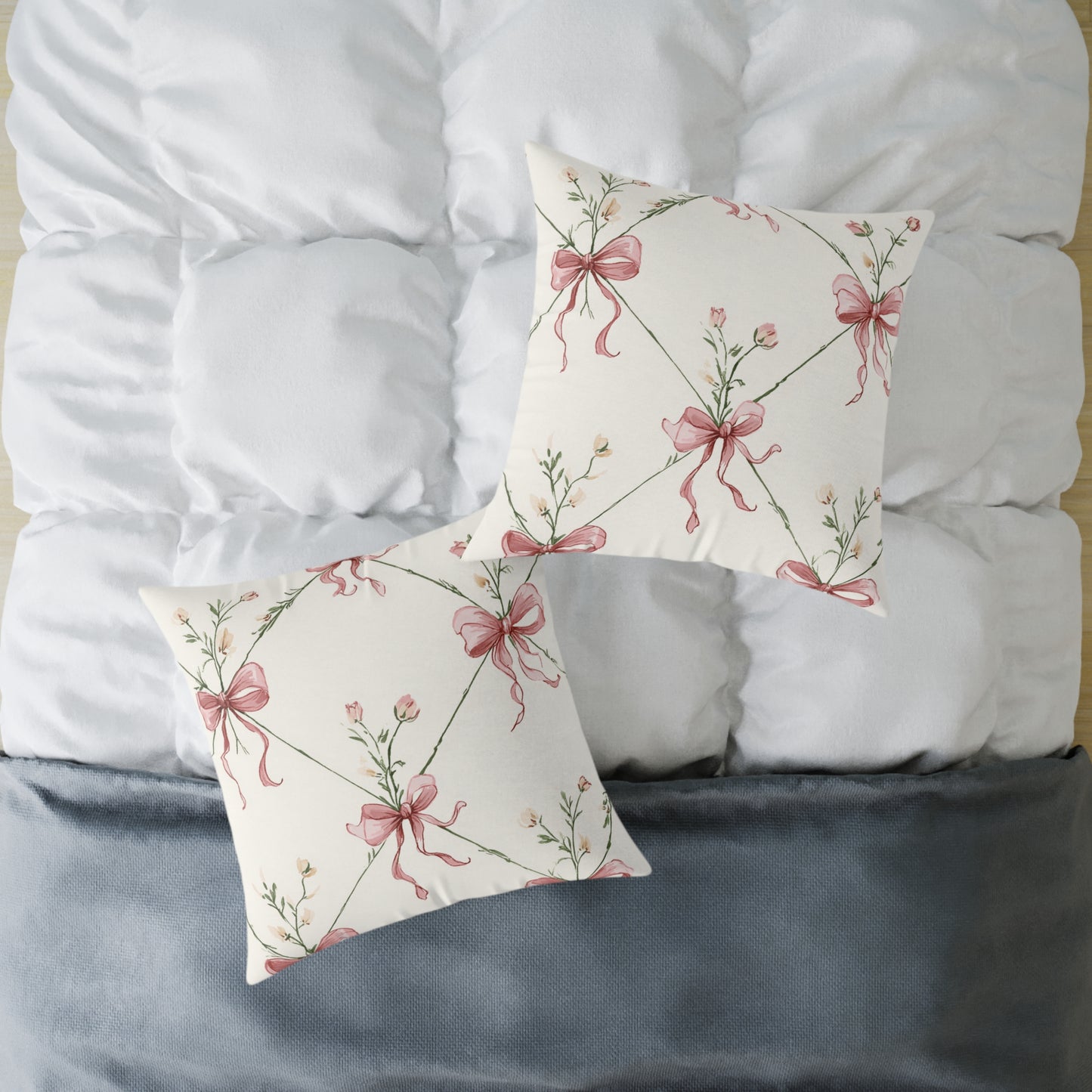 Heirloom Bow Garden Pillow Cover – 16”, 18”, or 24”
