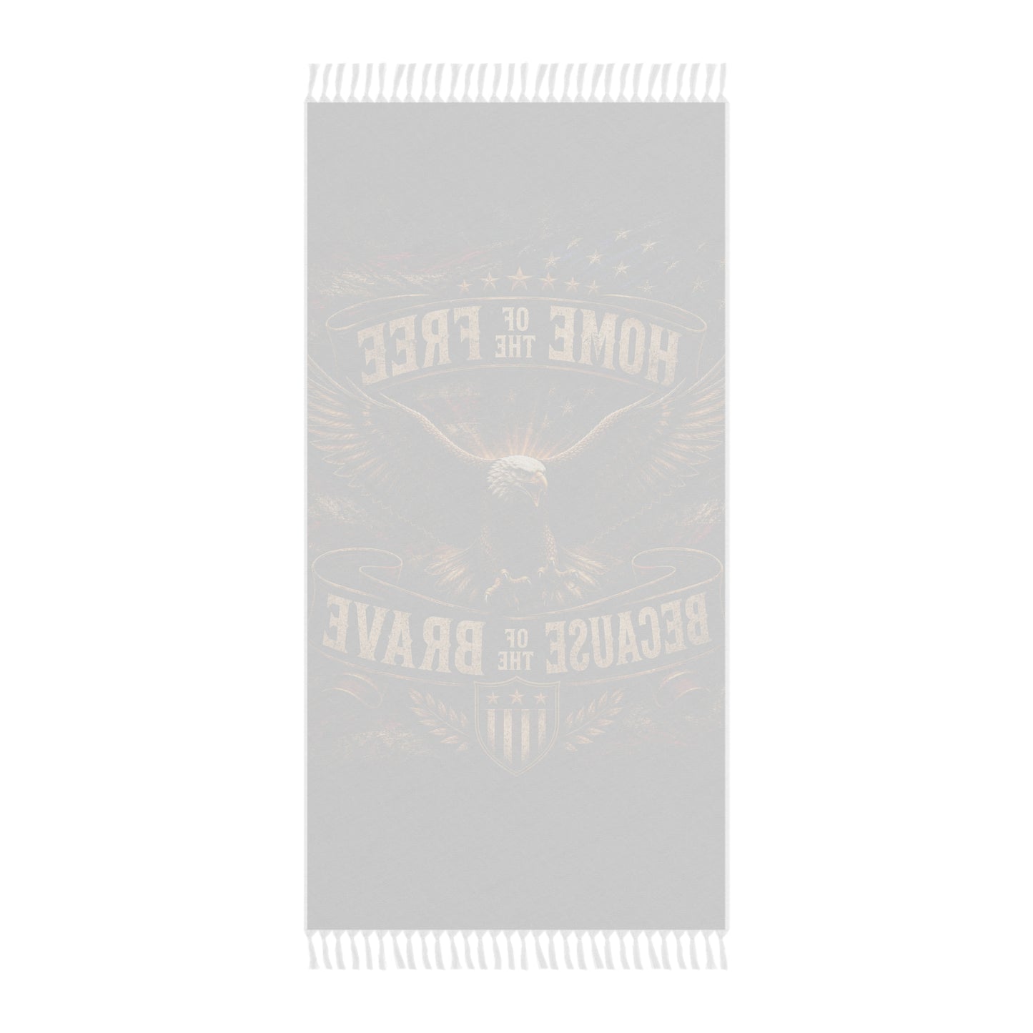 Patriotic Beach Towel — "Home of the Free Because of the Brave" Eagle Design