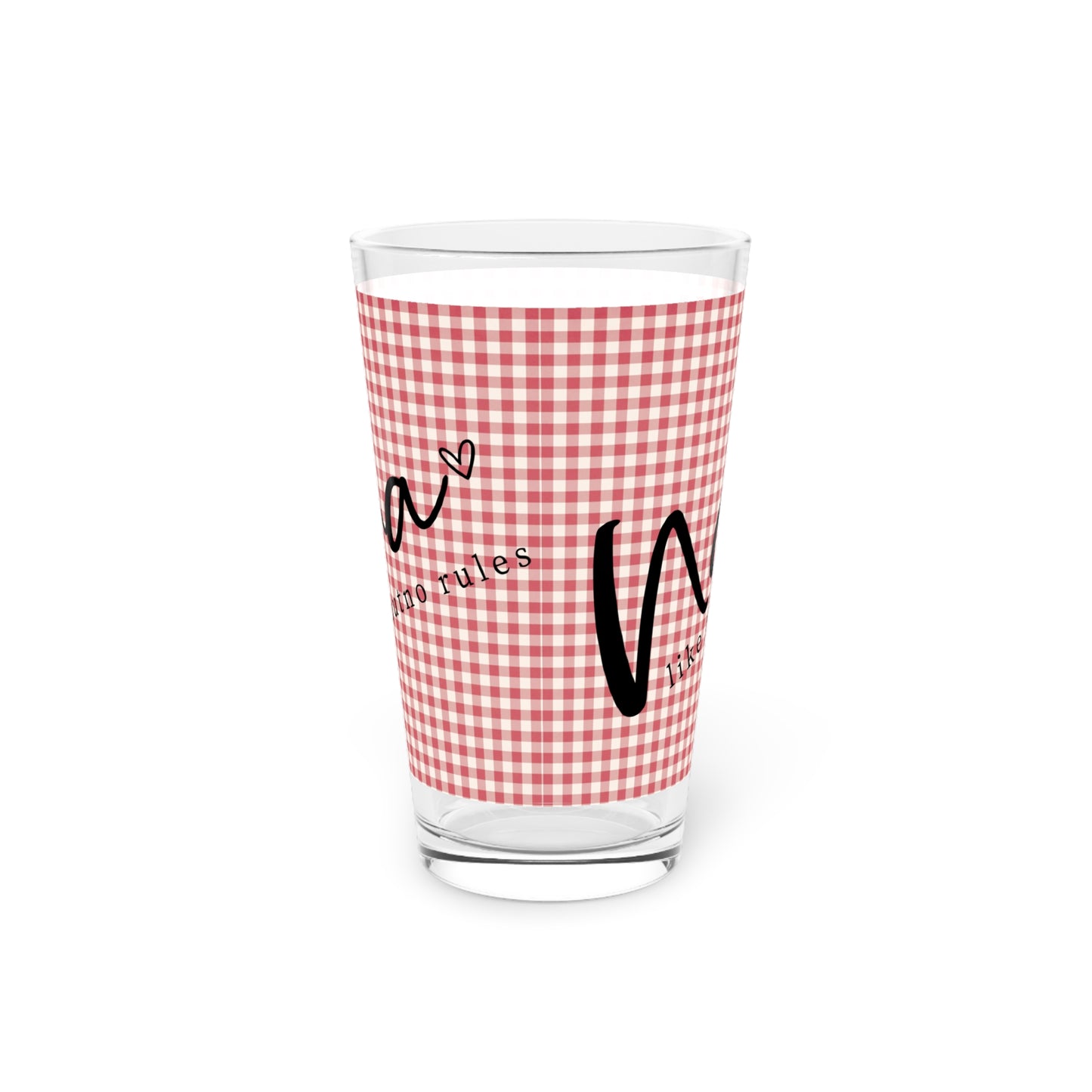 Nana Pint Glass — 16oz Red Gingham 'Nana' Glass, Mother's Day Gift