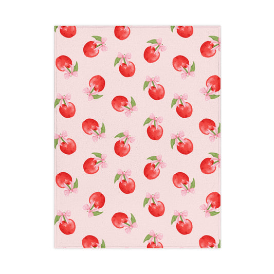 Toddler Blanket — Pink Cherry Patterned Baby Throw for Infants & Toddlers