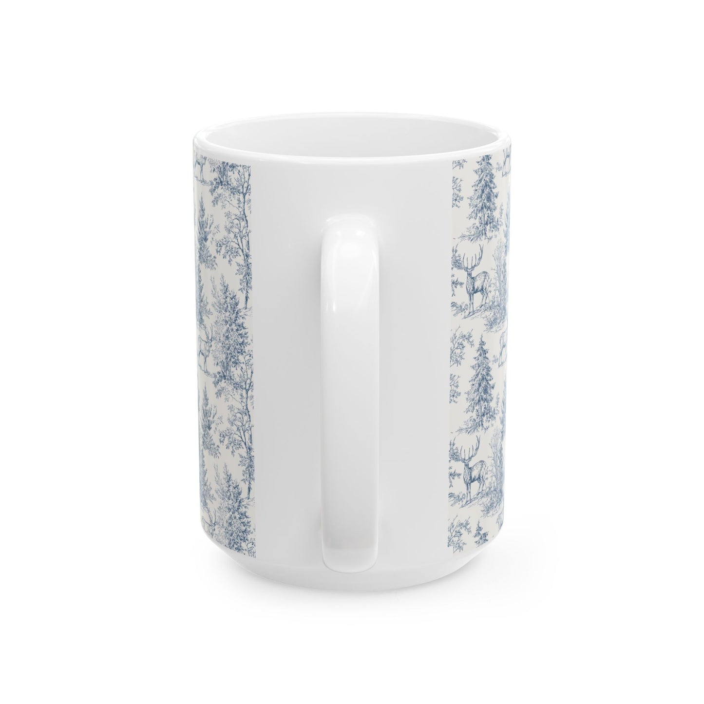 Peppermint’s Winterwood Tapestry Mug   Blue Toile Forest Pattern (11oz & 15oz)