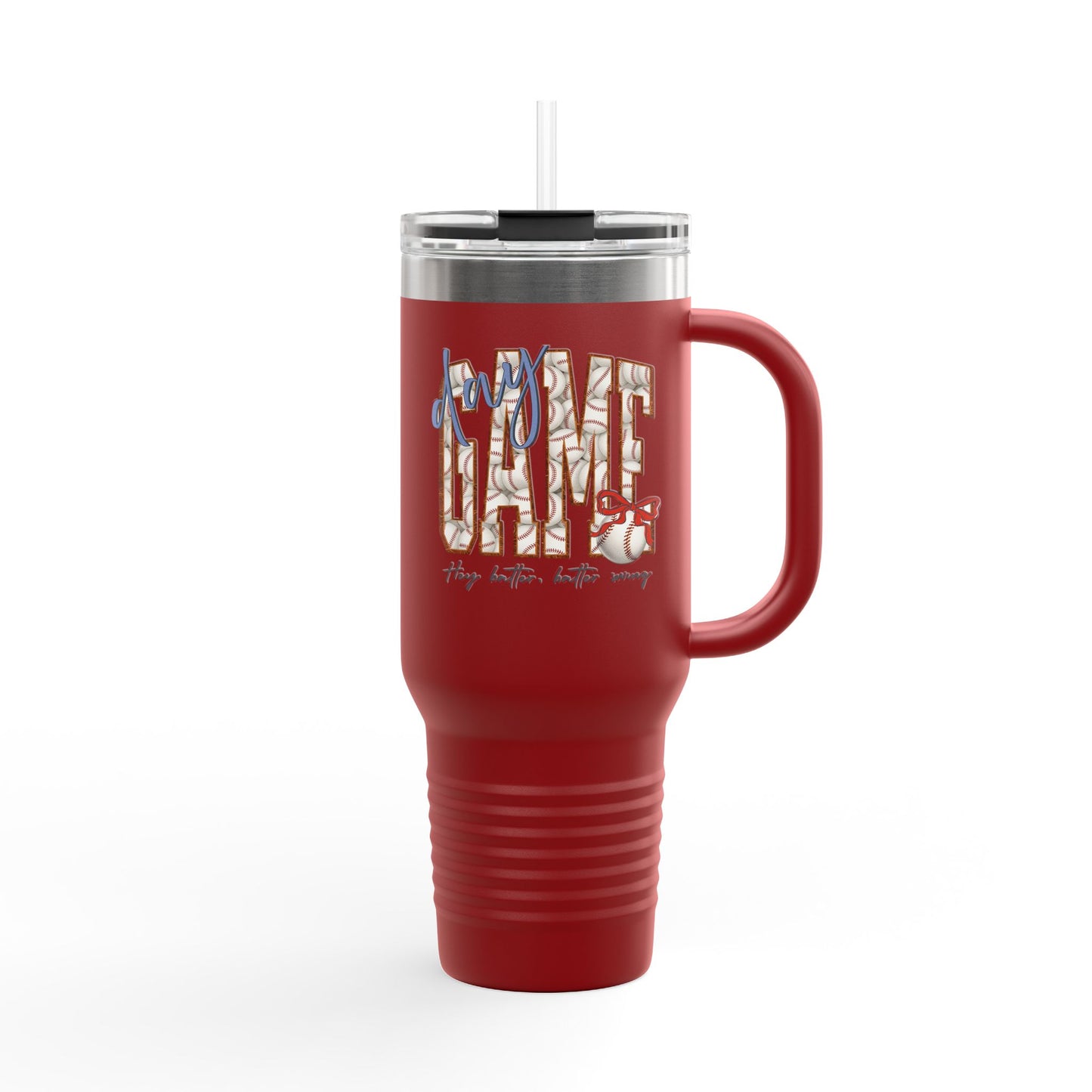 40oz Insulated Travel Mug — Boy Mom - Baseball tumbler