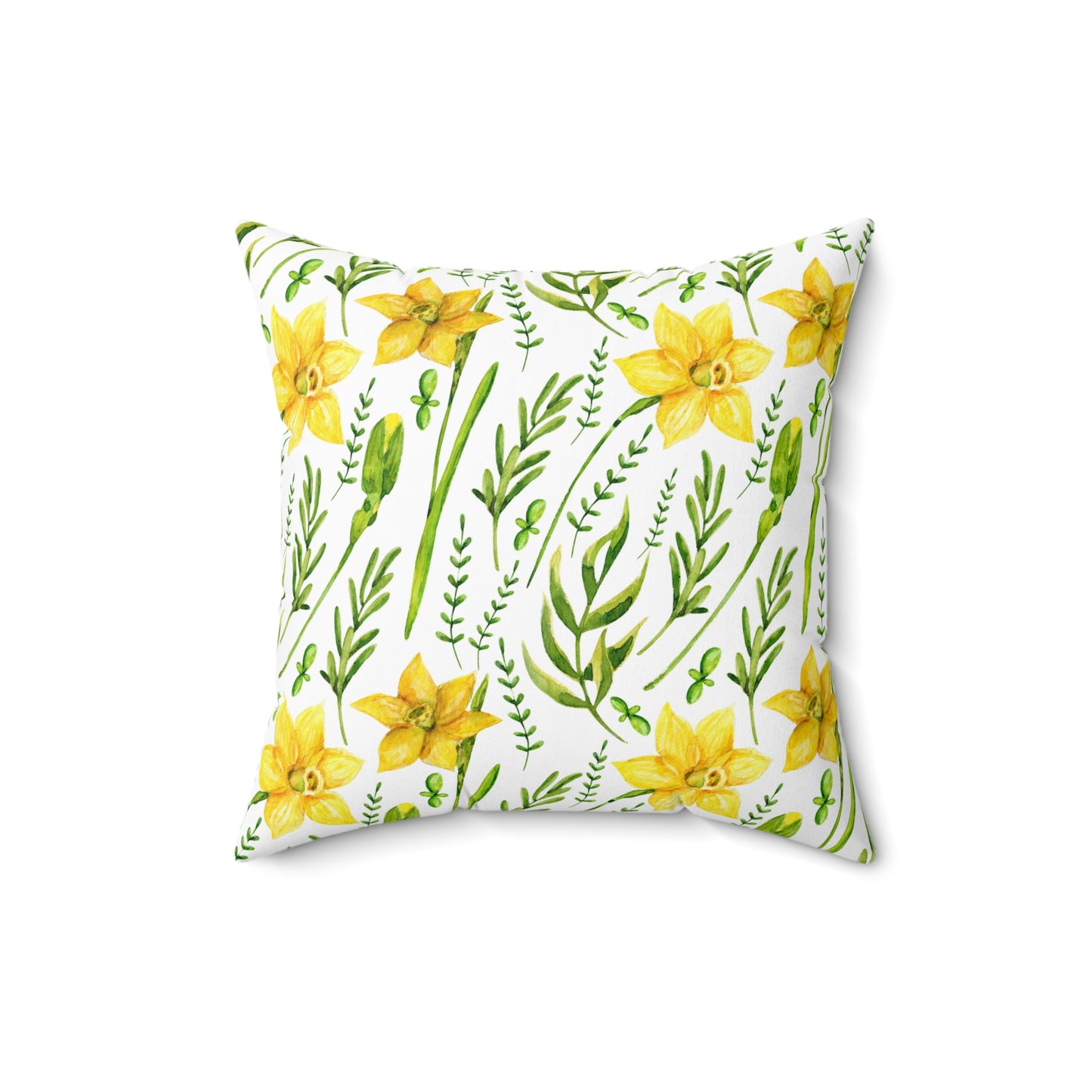 Daffodil Floral Pillow — Yellow Spring Floral Throw Pillow