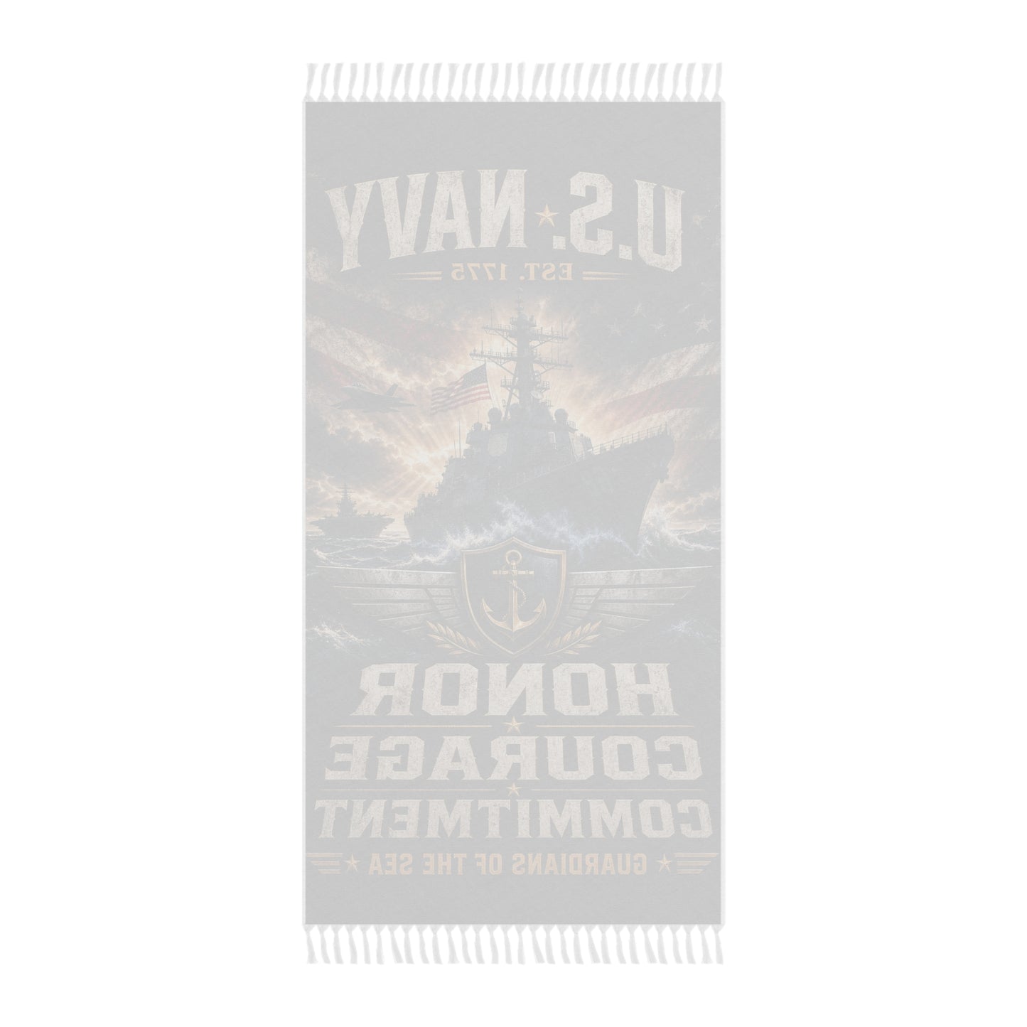 U.S. Navy Beach Towel – "Honor Courage Commitment" Patriotic Ship Design