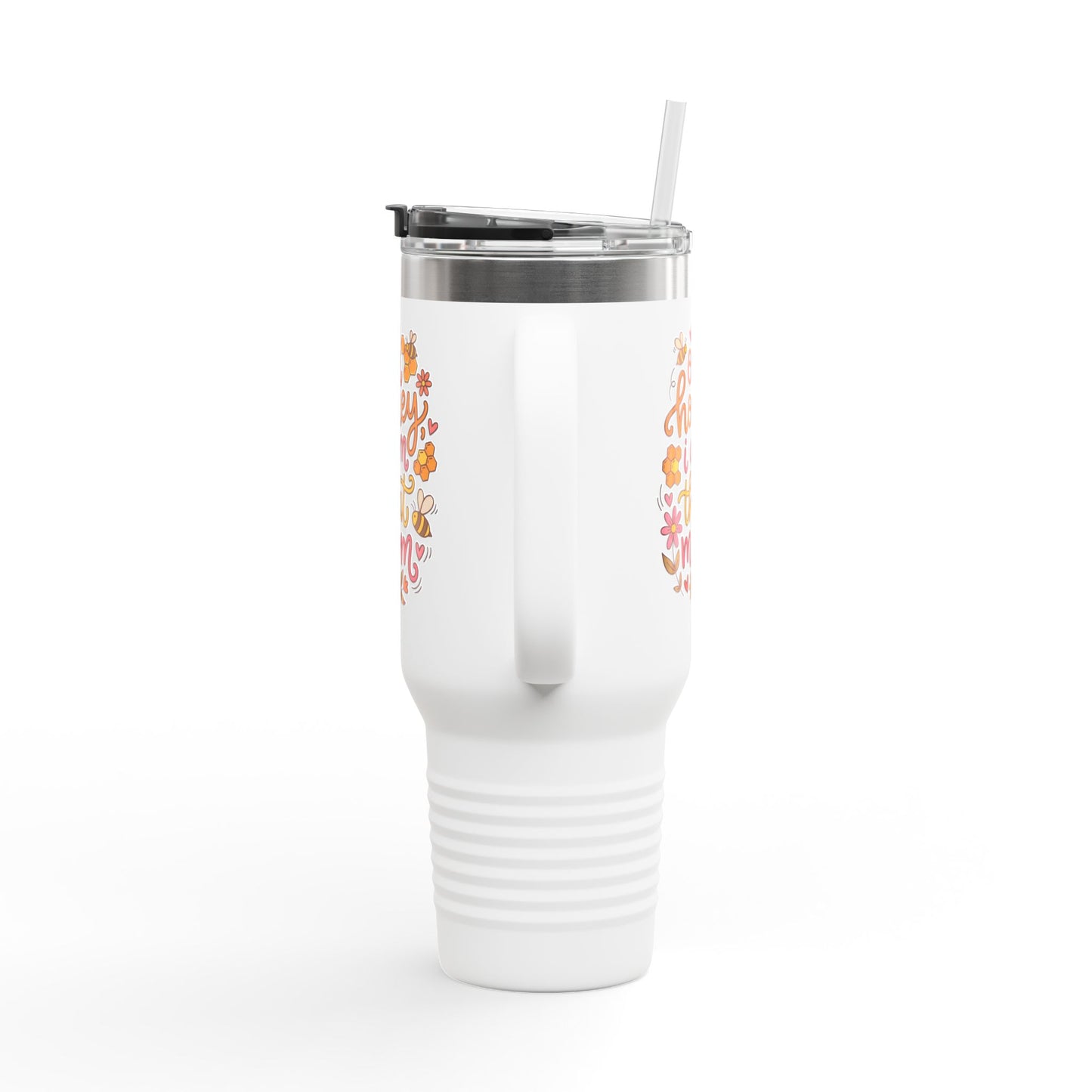 40oz Insulated Travel Mug — "Oh Honey I Am That Mom" Floral Stainless Tumbler