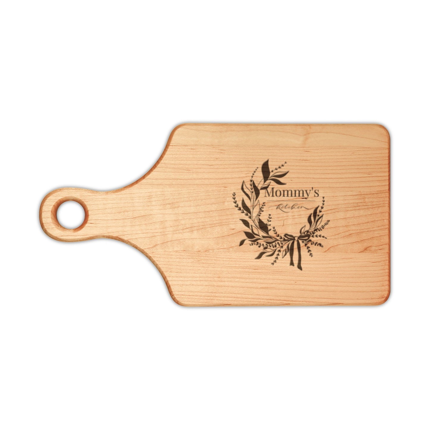 Engraved Laurel Wreath Wooden Cutting Board – Personalized Kitchen Gift