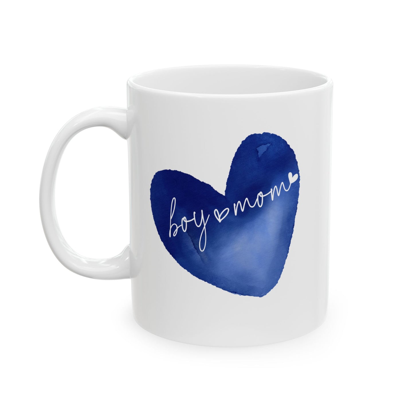 Boy Mom  Blue Heart Ceramic Mug –  Inspirational Coffee Cup (11oz, 15oz)