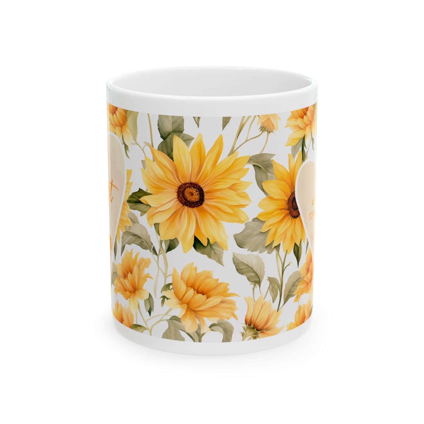 Mom's Sunflower Floral Ceramic Mug — Yellow Sunflowers Coffee Cup (11oz)