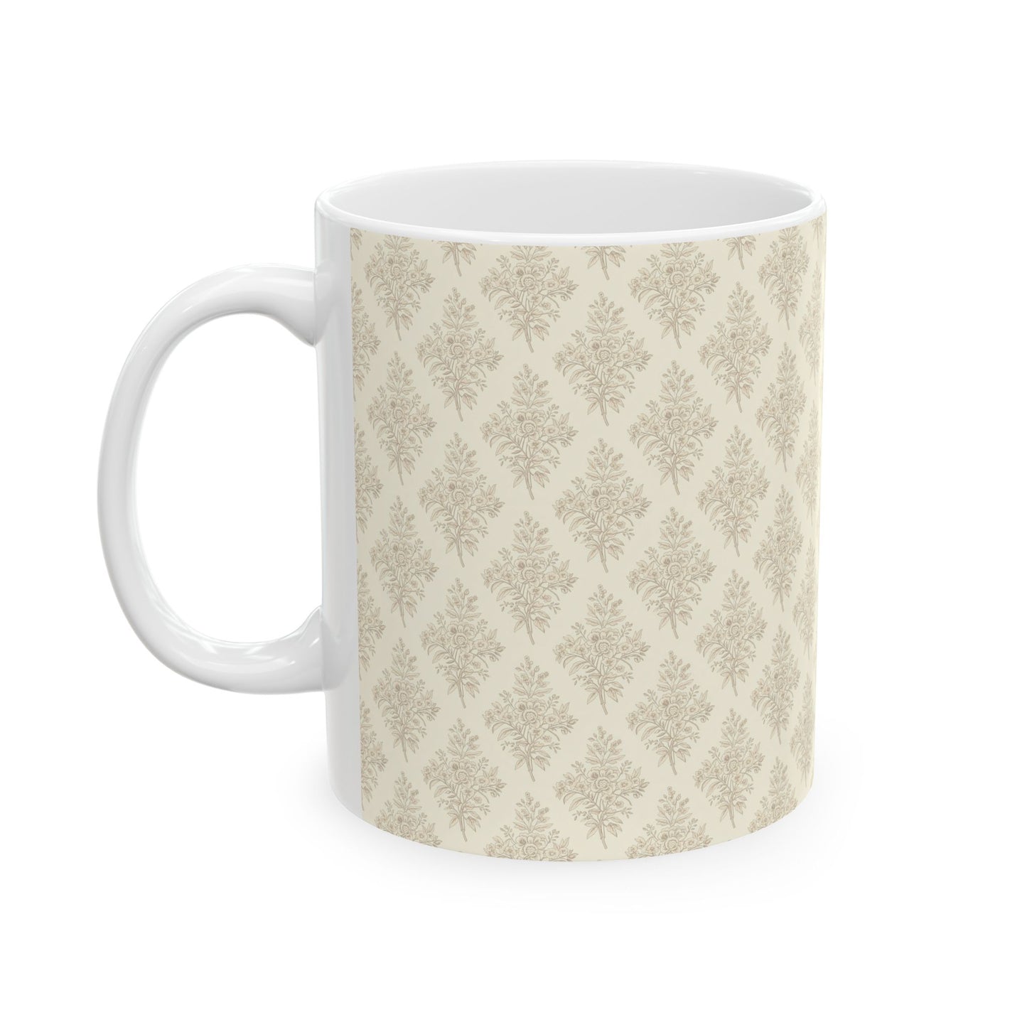Heirloom Botanical Mug | Soft Neutral Floral Coffee Cup
