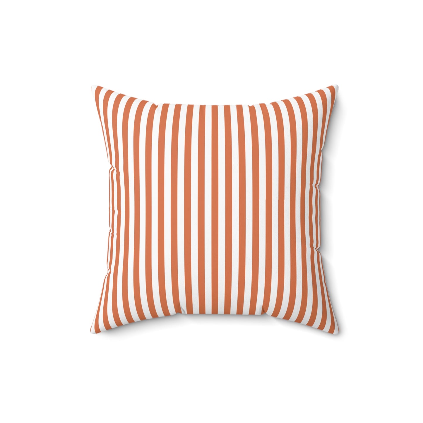 Peach Pattern Square Pillow — Watercolor Peaches on White with Striped Back