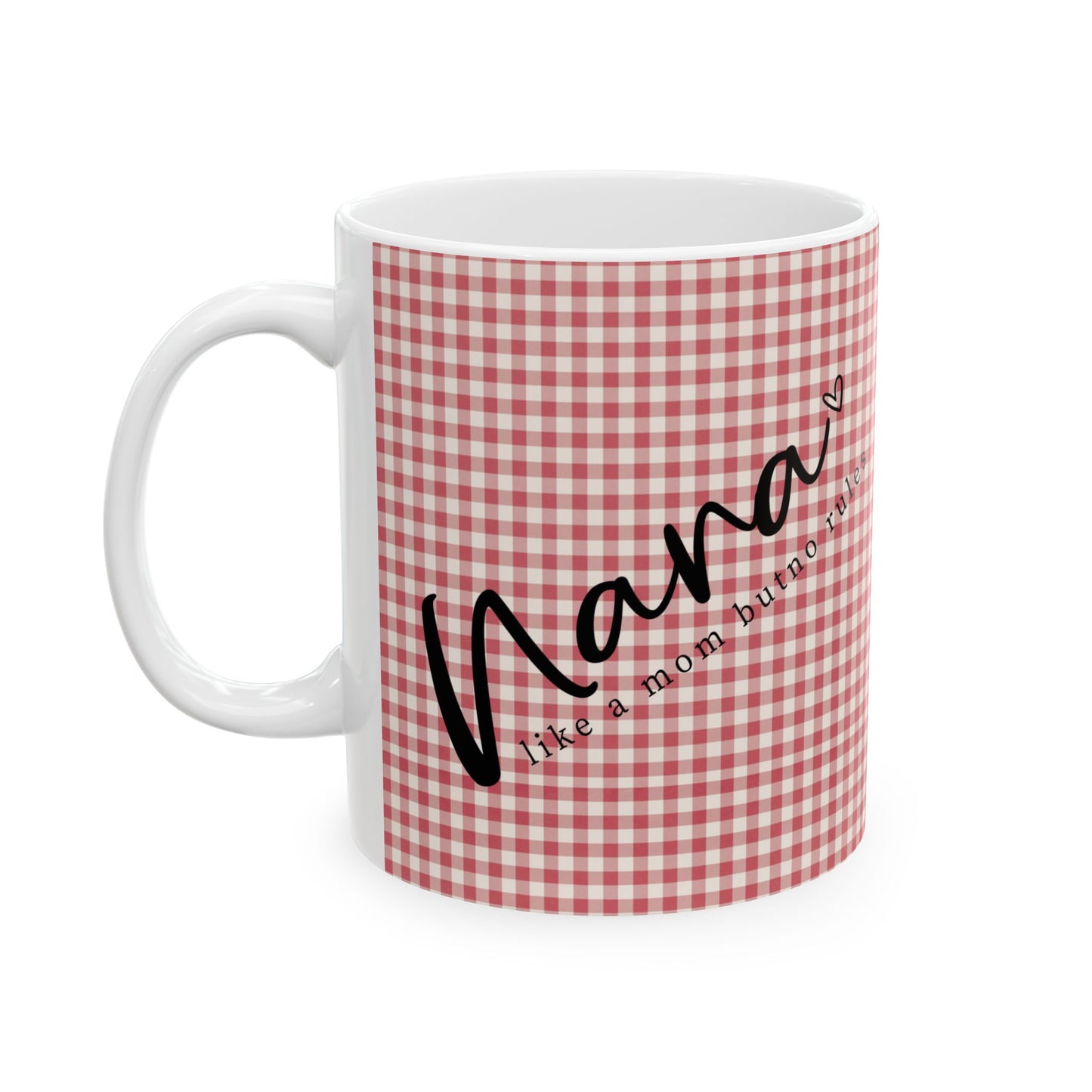 Gingham Ceramic Mug – Red Check Pattern Coffee Cup