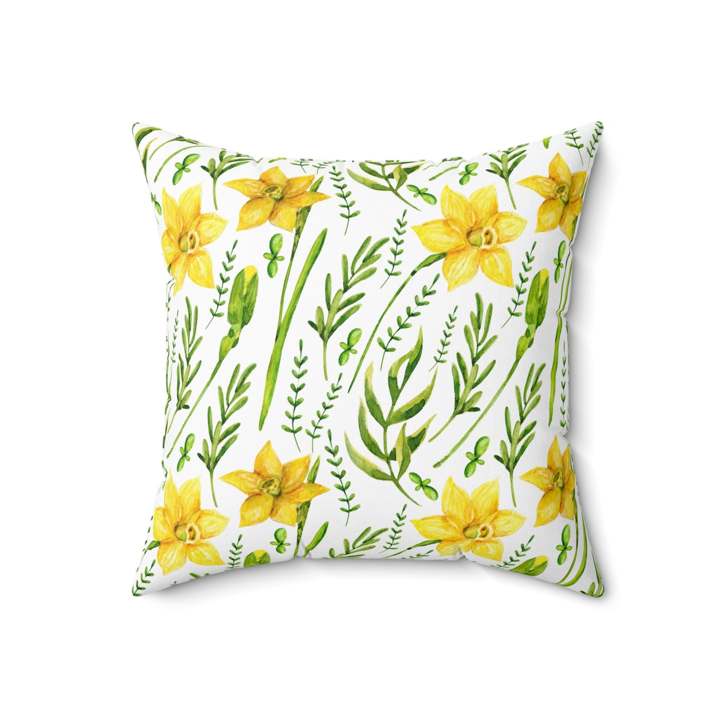 Daffodil Floral Pillow — Yellow Spring Floral Throw Pillow