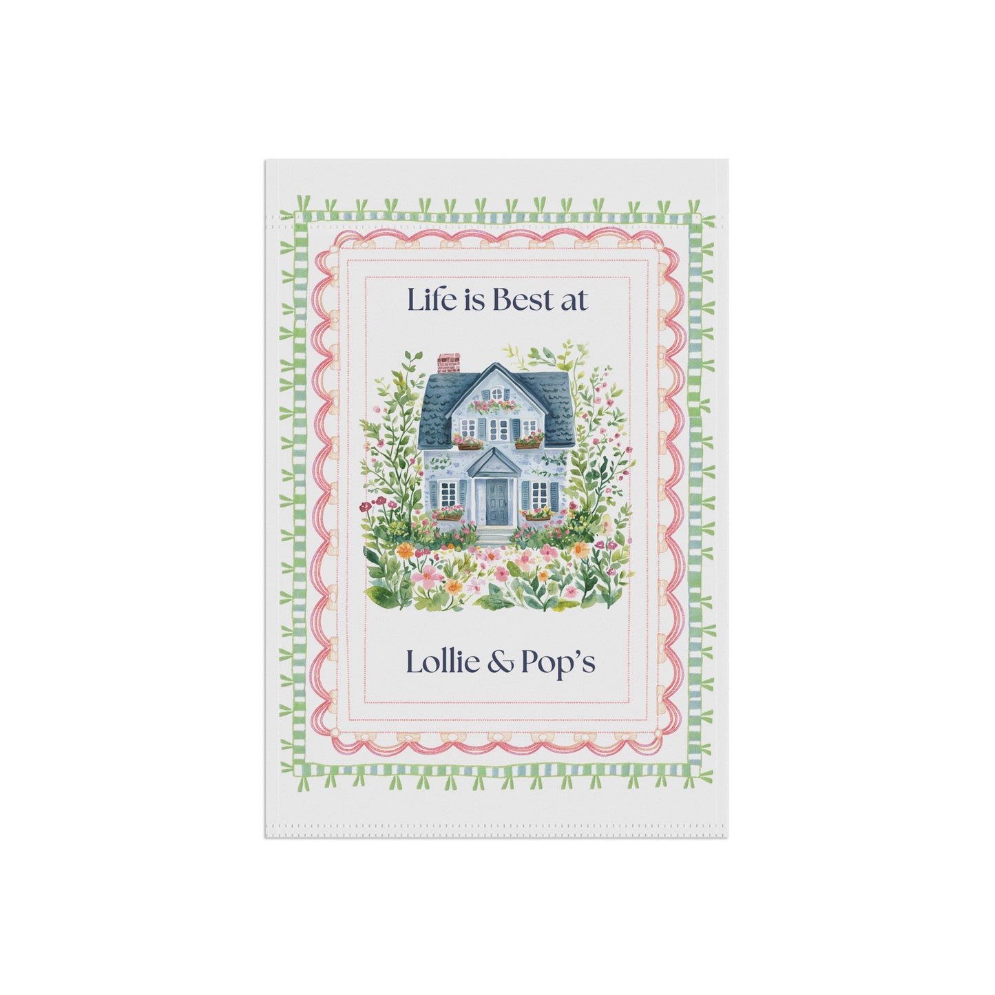 Personalized Garden Flag — "Life is Best at" Cottage Yard Banner