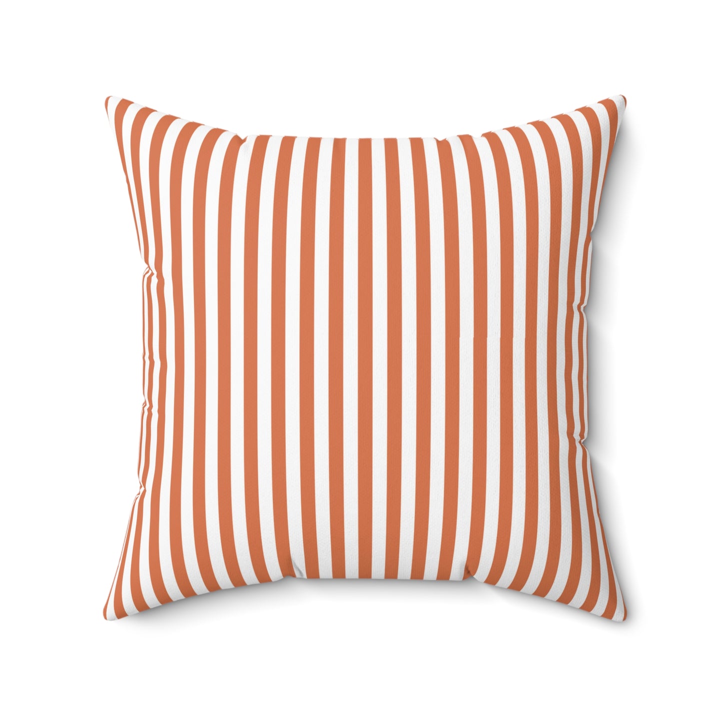 Peach Pattern Square Pillow — Watercolor Peaches on White with Striped Back