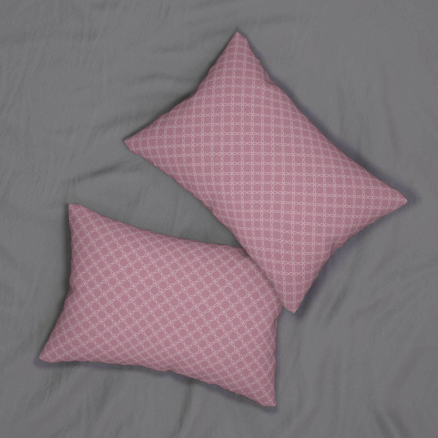 Heirloom Plum Pillow – Soft Purple Lattice Accent for Timeless Layered Style  Pairs beautifully with Joyful Gingham, Stillwater Check, and all Peppermint Pickle art pillows.   Spun Polyester Lumbar Pillow
