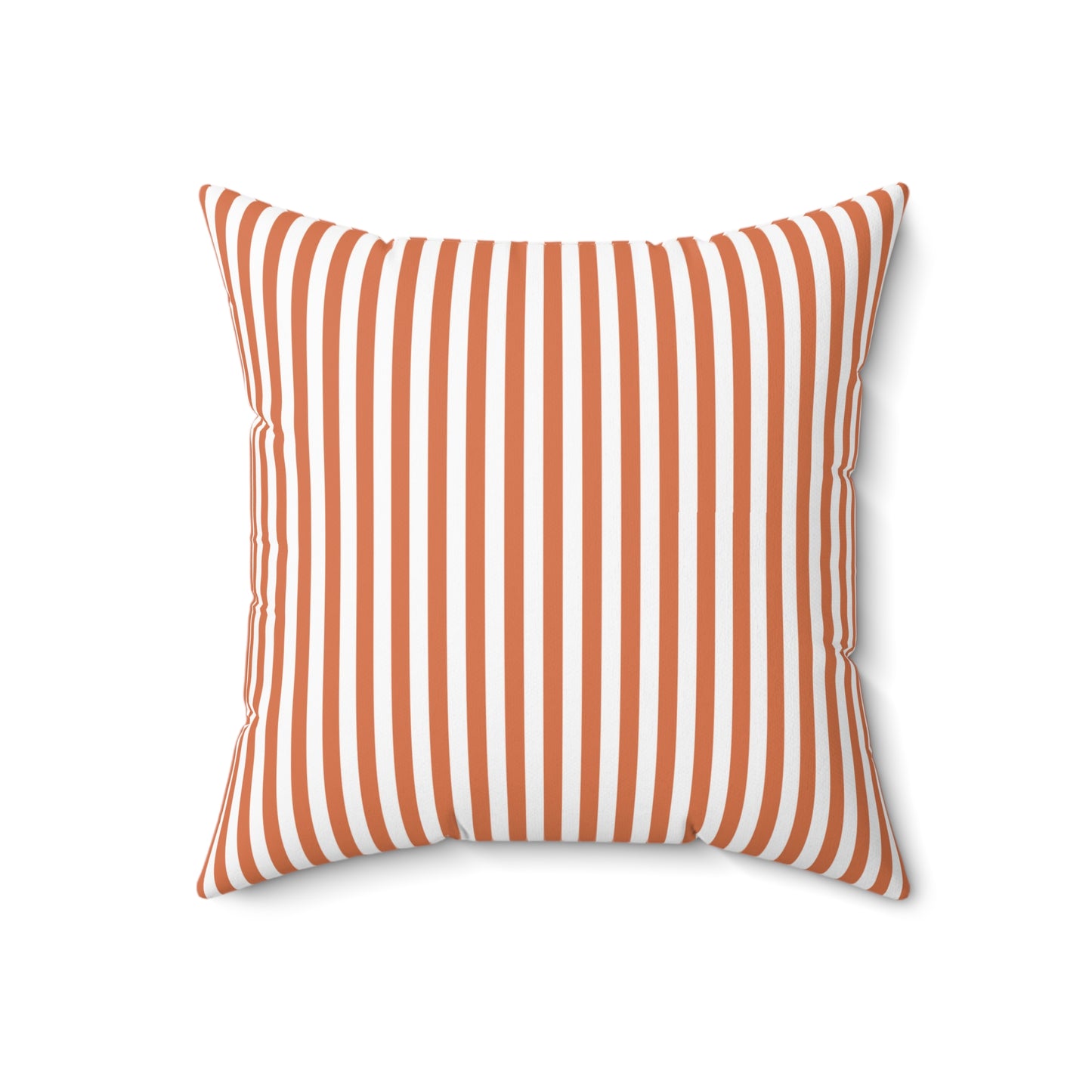 Peach Pattern Square Pillow — Watercolor Peaches on White with Striped Back