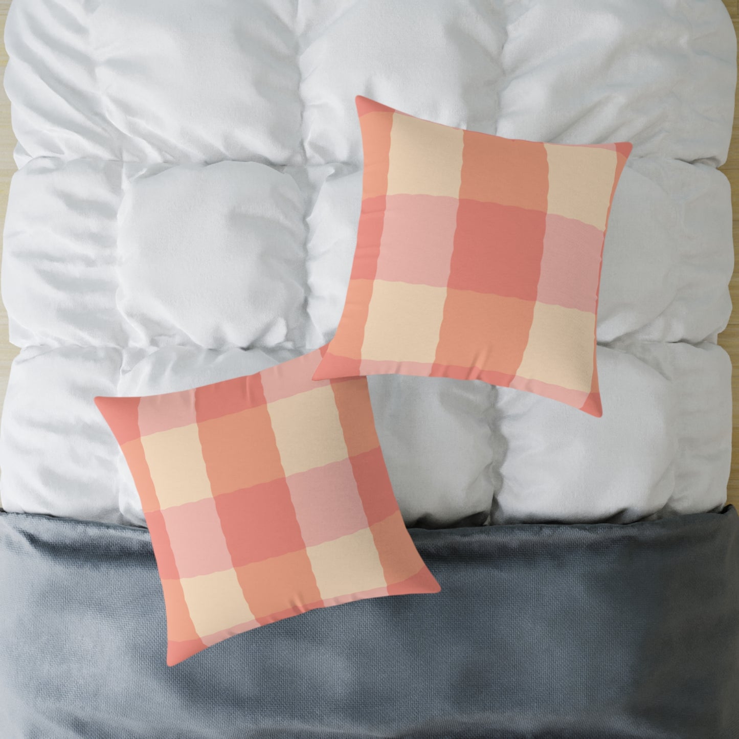 Joyful Gingham Pillow – Coral Pink Checkered Cushion for Cozy, Collected Homes  Layer with Heirloom Plum, Stillwater Check, or any of our art pillows for a warm, welcoming touch. Chic Checkered Pillow