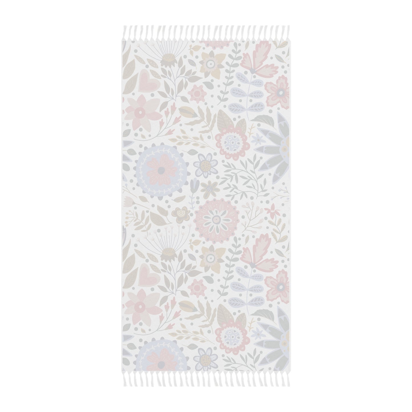 Boho Floral Spring & Summer Blanket Throw — Lightweight Turkish Fringe Beach Cloth