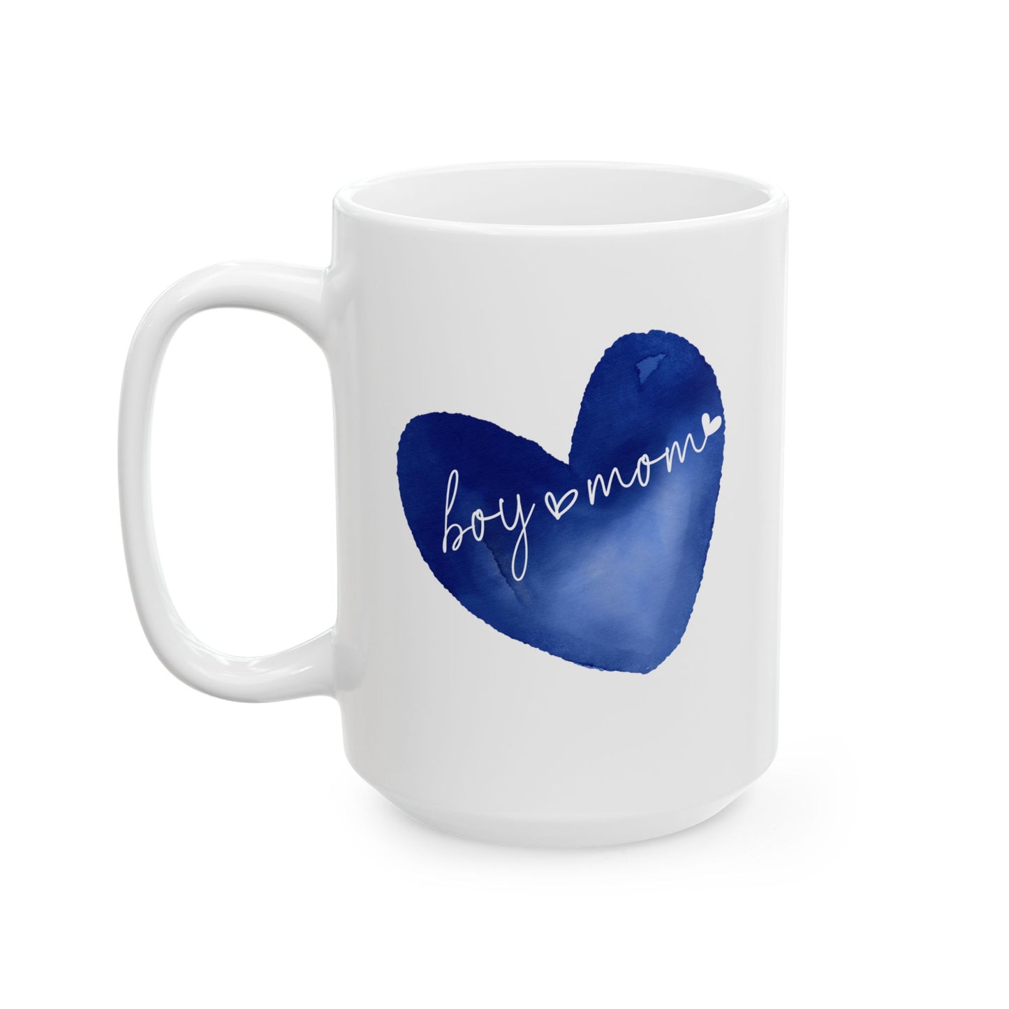 Boy Mom  Blue Heart Ceramic Mug –  Inspirational Coffee Cup (11oz, 15oz)