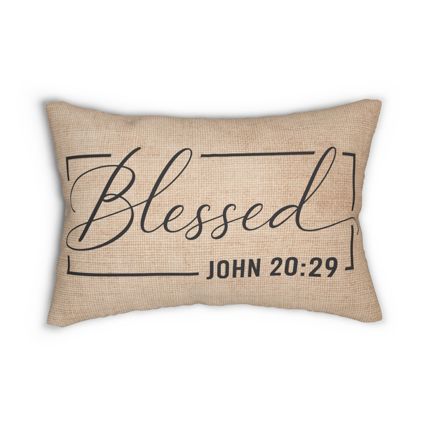 Blessed John 20:29 Lumbar Pillow — Rustic Scripture Home Decor