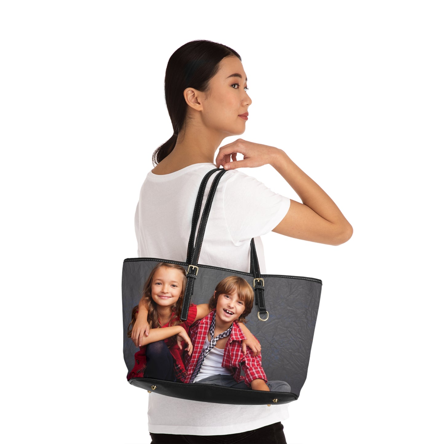 Personalized Photo Shoulder Bag — Custom PU Leather Tote with Your Image
