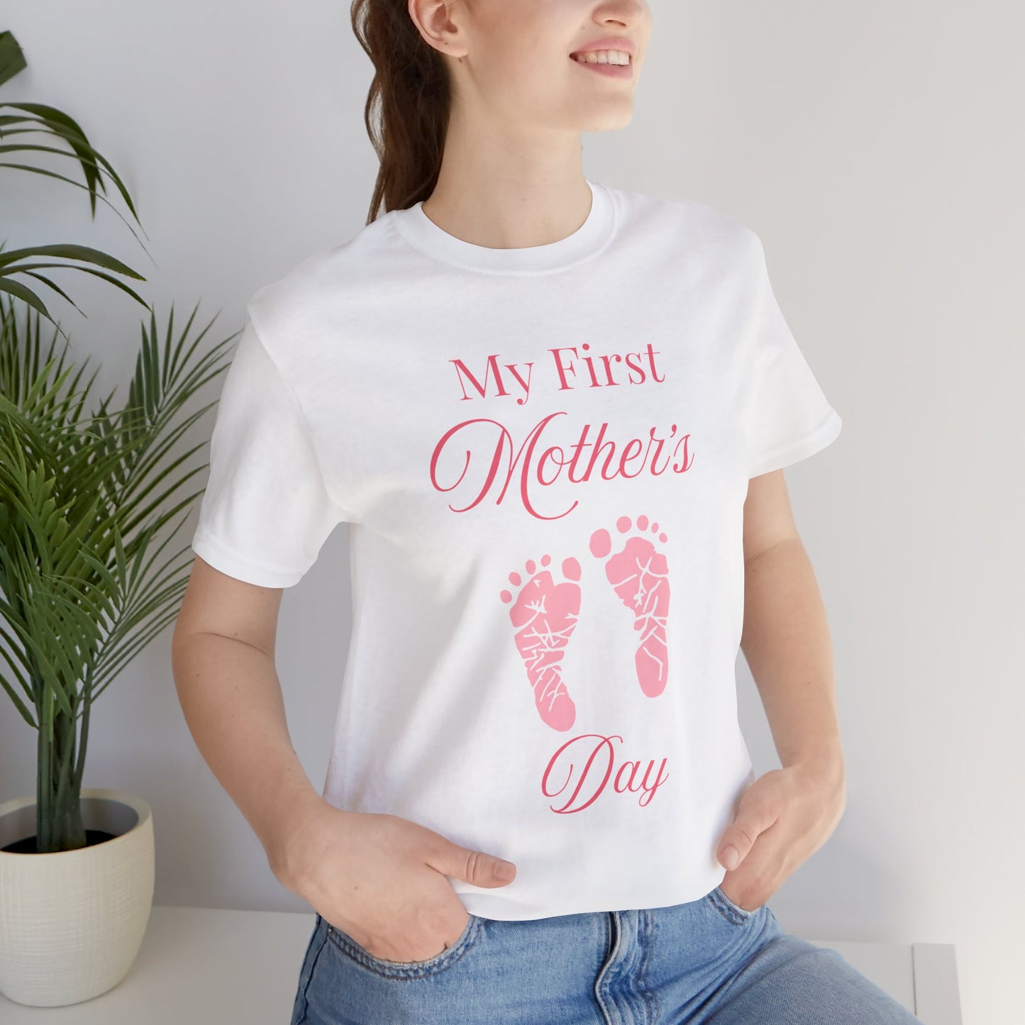 Mother's Day Tee — "My First Mother's Day" Baby Footprint T‑Shirt