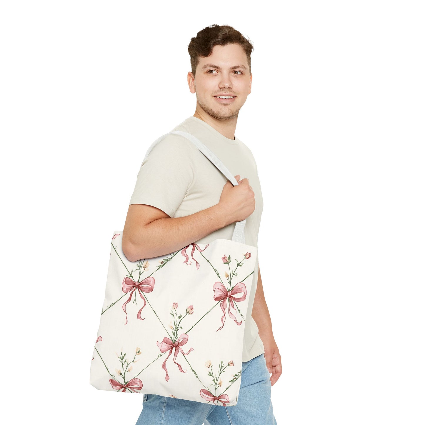 Bow Garden Cotton Tote Bag | Floral Bow Everyday Carryall