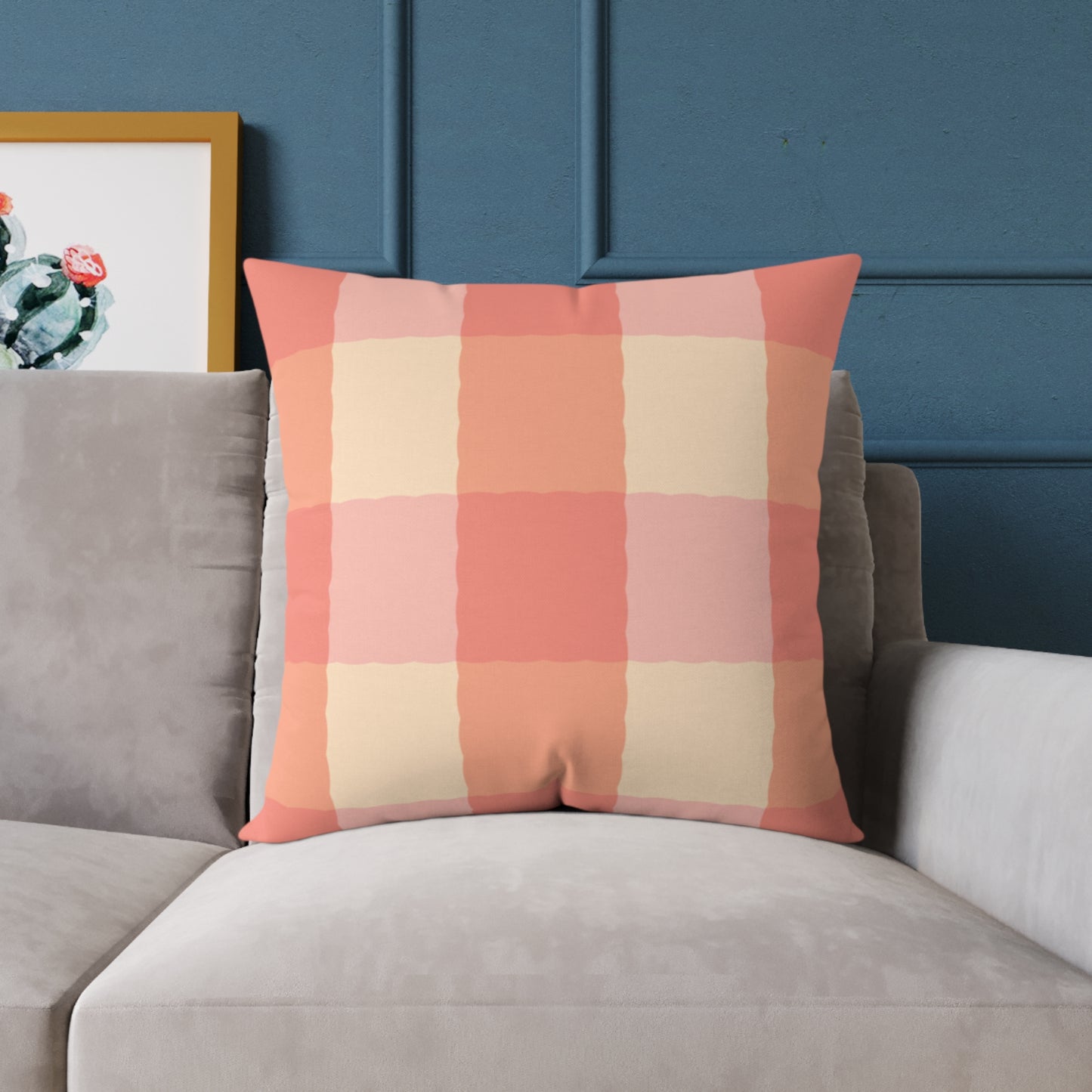 Joyful Gingham Pillow – Coral Pink Checkered Cushion for Cozy, Collected Homes  Layer with Heirloom Plum, Stillwater Check, or any of our art pillows for a warm, welcoming touch. Chic Checkered Pillow