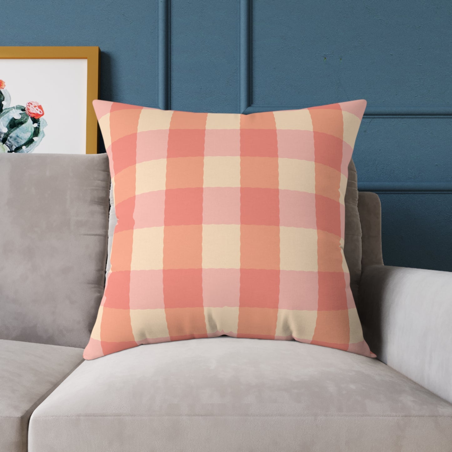 Joyful Gingham Pillow – Coral Pink Checkered Cushion for Cozy, Collected Homes  Layer with Heirloom Plum, Stillwater Check, or any of our art pillows for a warm, welcoming touch. Charming Checkered Throw Pillow, Cozy Home Decor