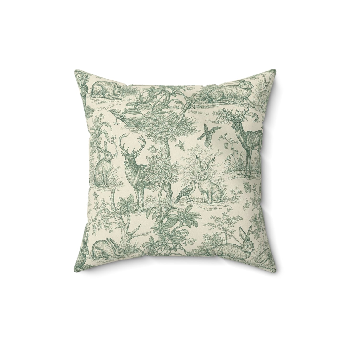 Vintage Woodland Deer Toile Throw Pillow