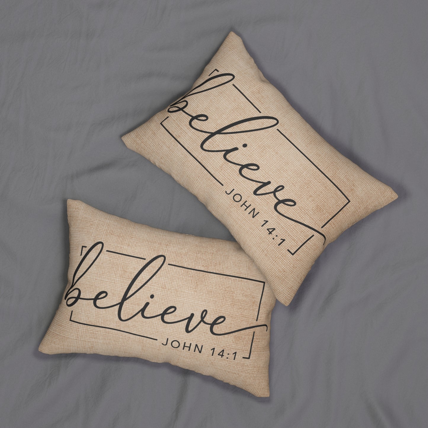Peppermint’s Faith & Promise Pillows | Neutral Scripture Lumbar Pillows | Christian Home Decor  Believe Lumbar Pillow — John 14:1 Scripture Accent Pillow