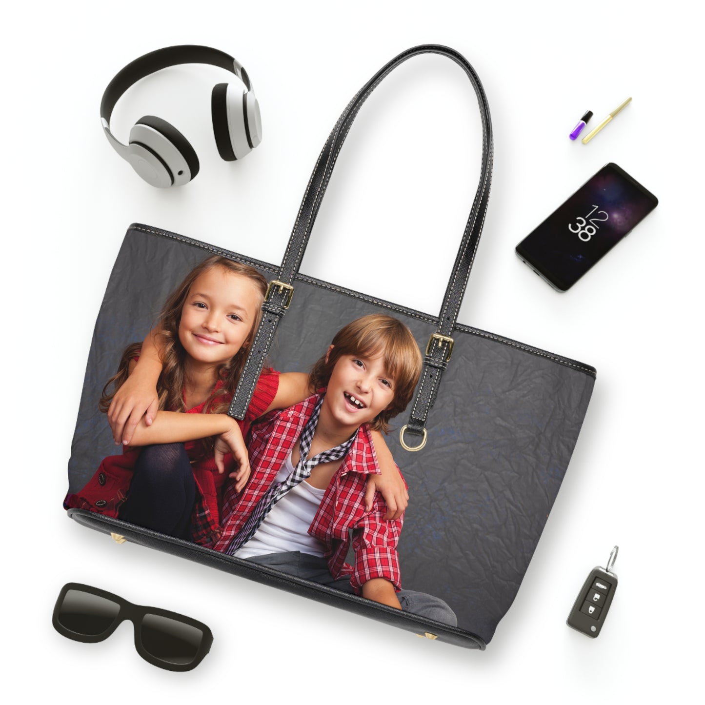 Personalized Photo Shoulder Bag — Custom PU Leather Tote with Your Image