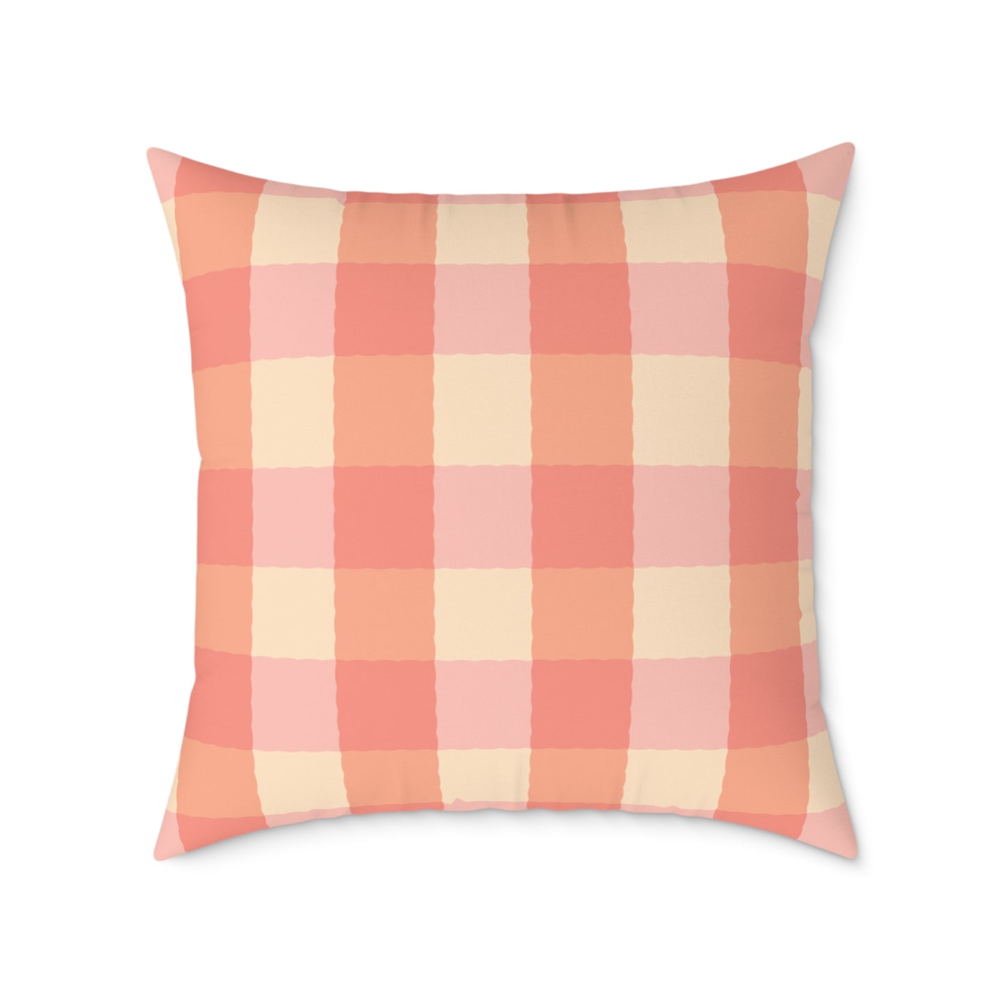 Joyful Gingham Pillow – Coral Pink Checkered Cushion for Cozy, Collected Homes  Layer with Heirloom Plum, Stillwater Check, or any of our art pillows for a warm, welcoming touch. Charming Checkered Throw Pillow, Cozy Home Decor