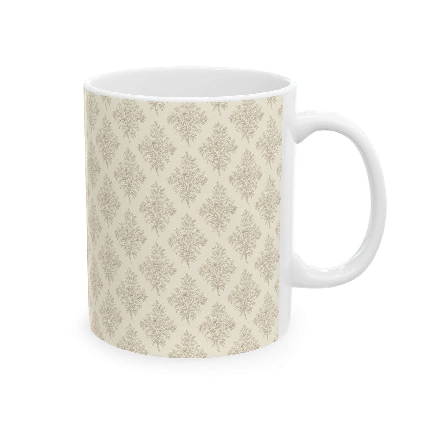 Heirloom Botanical Mug | Soft Neutral Floral Coffee Cup