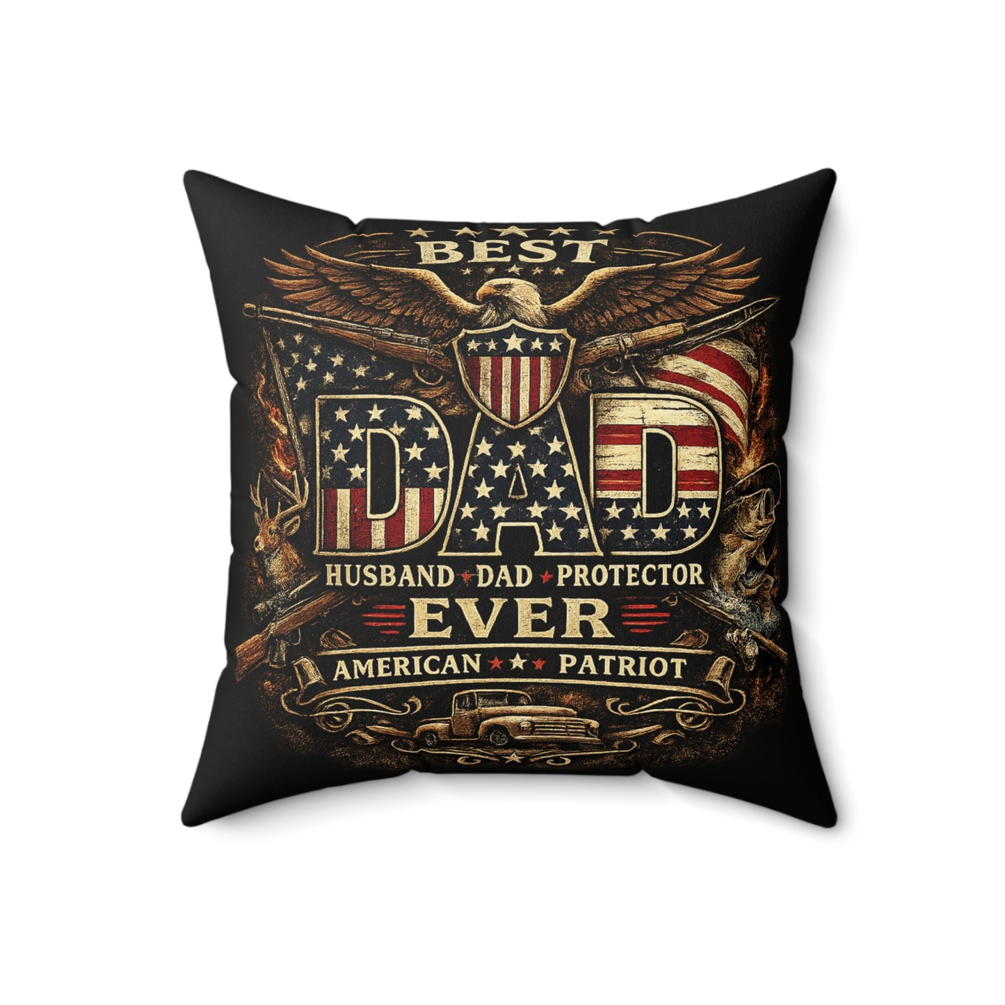 Best Dad Ever American Patriot Decorative Pillow