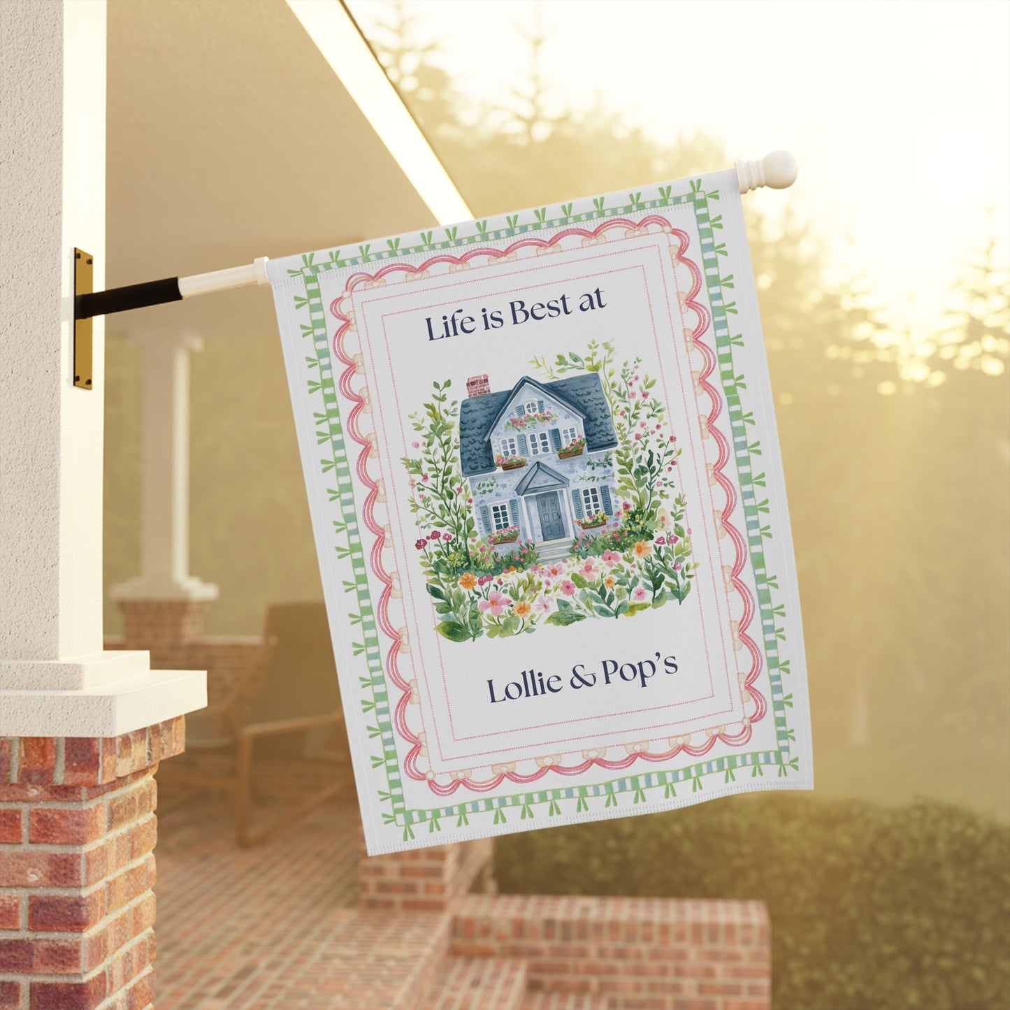 Personalized Garden Flag — "Life is Best at" Cottage Yard Banner