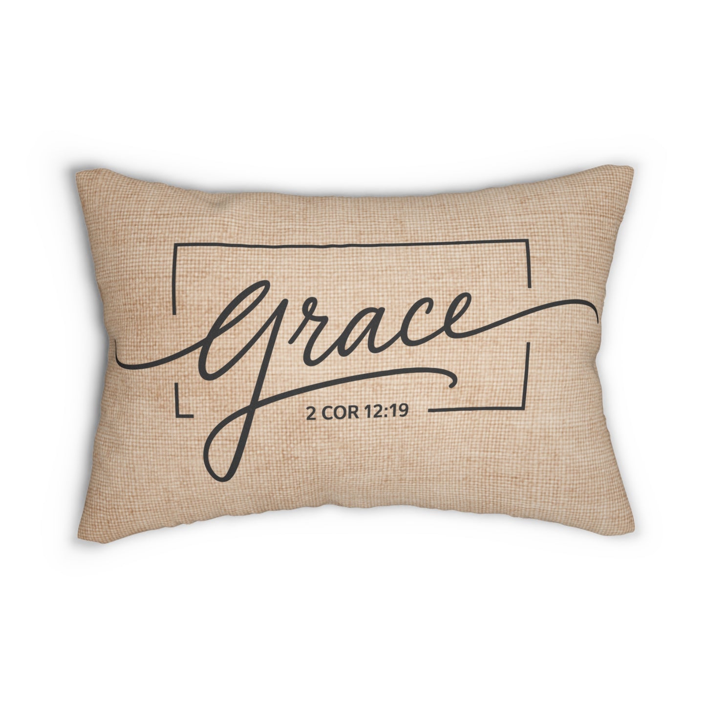 Peppermint’s Faith & Promise Pillows | Grace Lumbar Pillow – Scripture 2 Cor 12:19 Decorative Throw Pillow