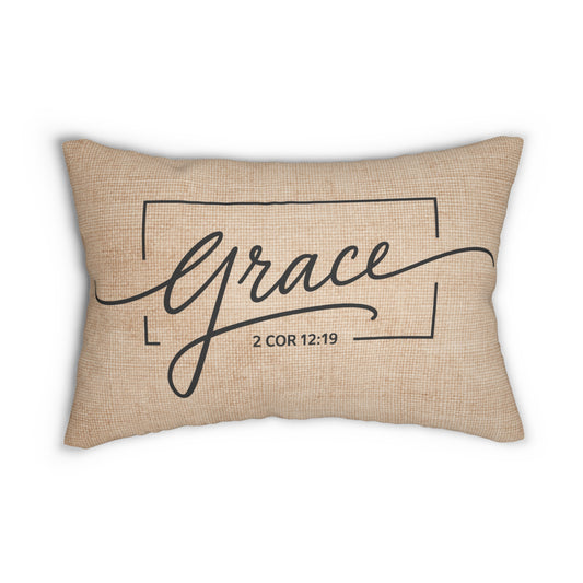 Peppermint’s Faith & Promise Pillows | Grace Lumbar Pillow – Scripture 2 Cor 12:19 Decorative Throw Pillow