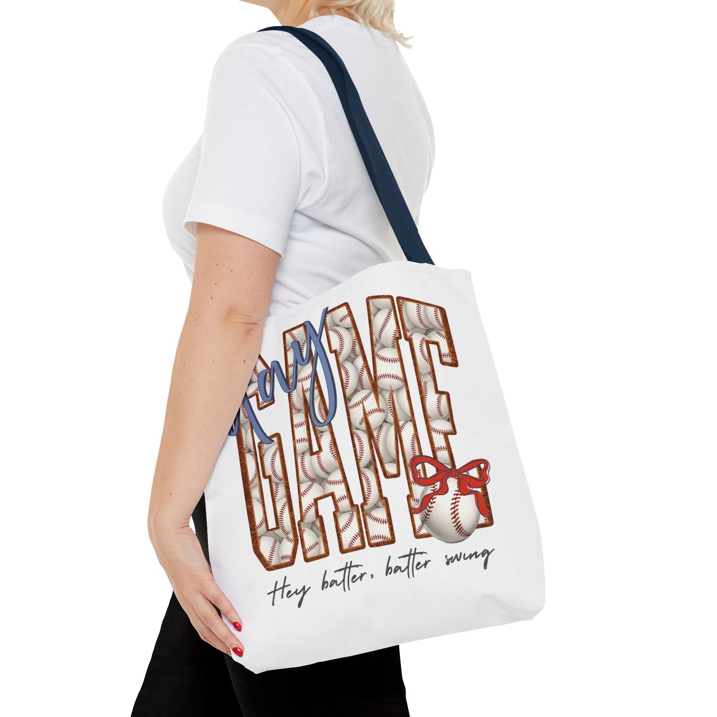 Mom Baseball Tote Bag — 'Hey Batter, Batter Swing'  Canvas Tote