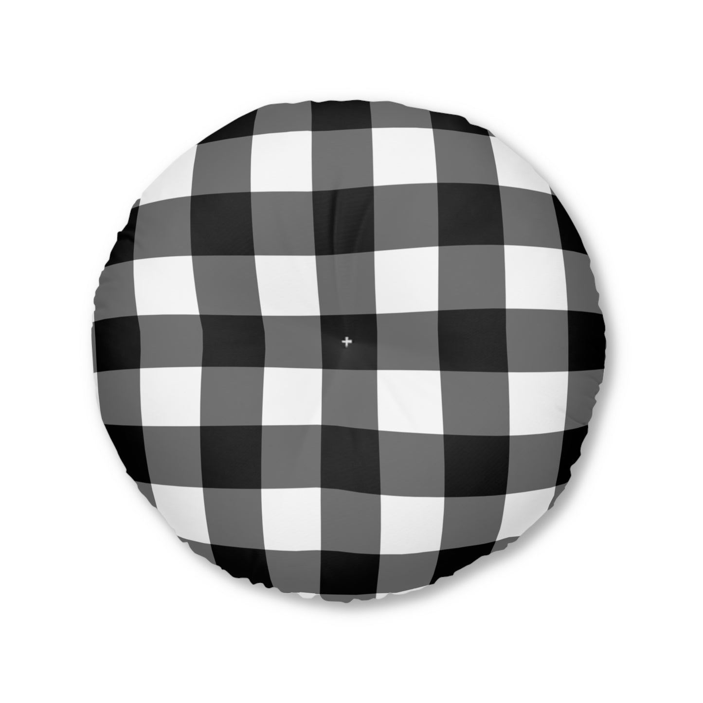 Cozy Tufted Floor Pillow, Stylish Round Cushion for Living Room, Home Decor Accent, Modern Seating, Buffalo Check Pattern