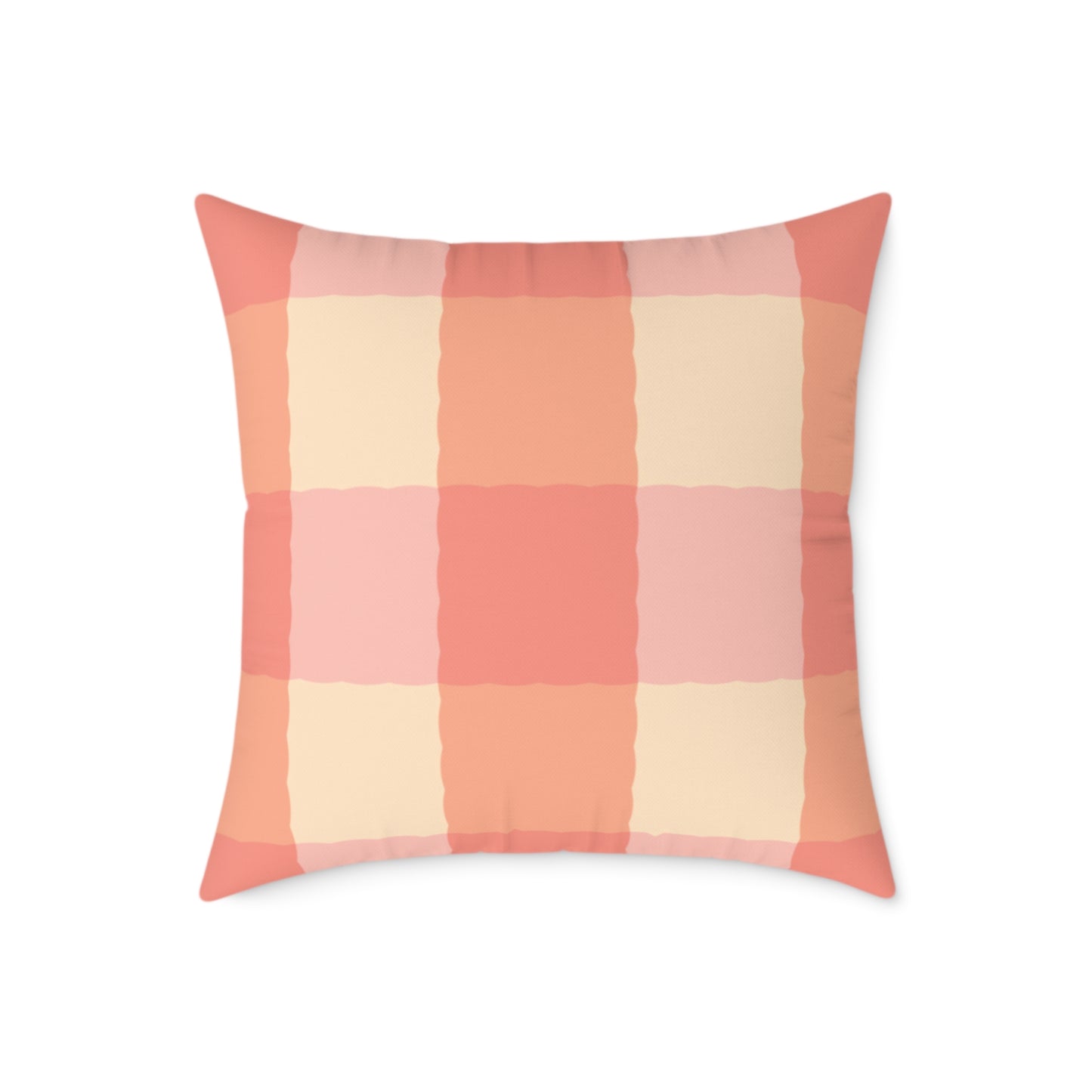 Joyful Gingham Pillow – Coral Pink Checkered Cushion for Cozy, Collected Homes  Layer with Heirloom Plum, Stillwater Check, or any of our art pillows for a warm, welcoming touch. Chic Checkered Pillow