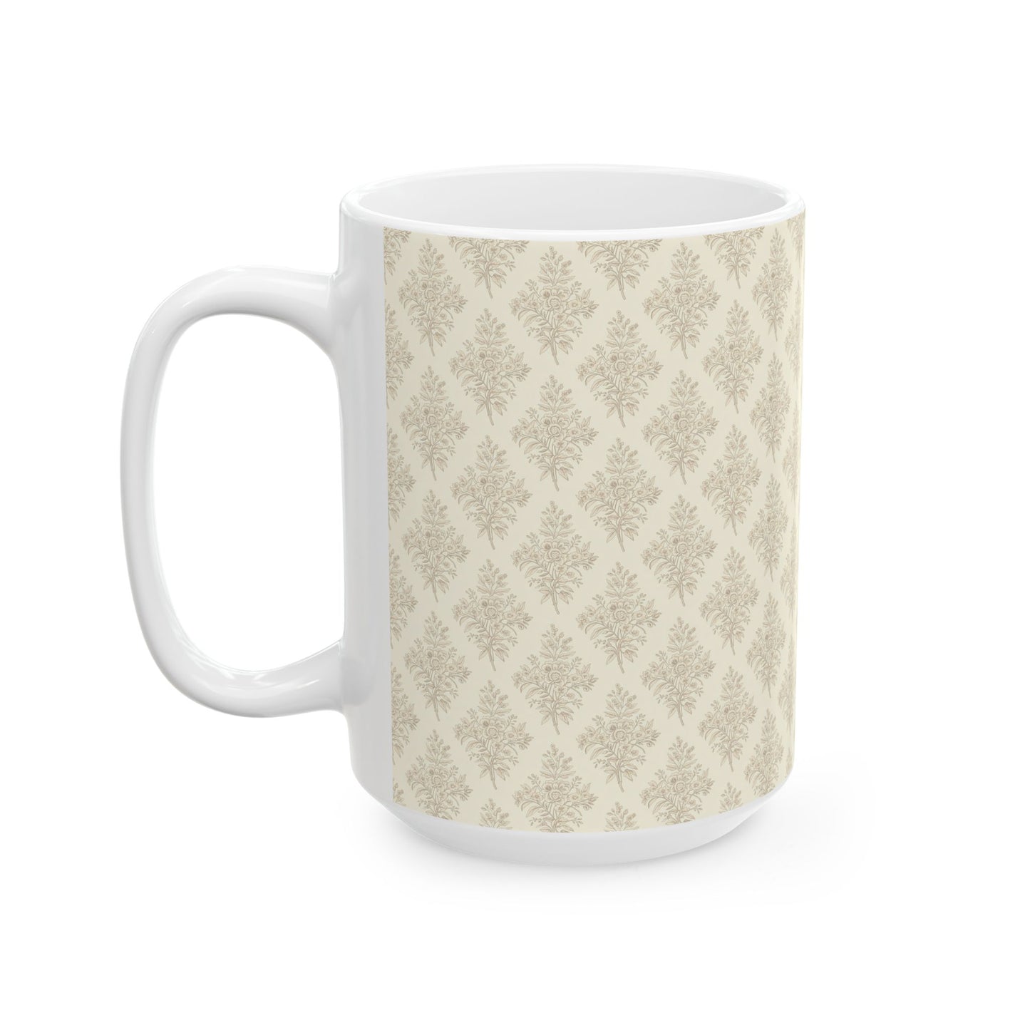 Heirloom Botanical Mug | Soft Neutral Floral Coffee Cup