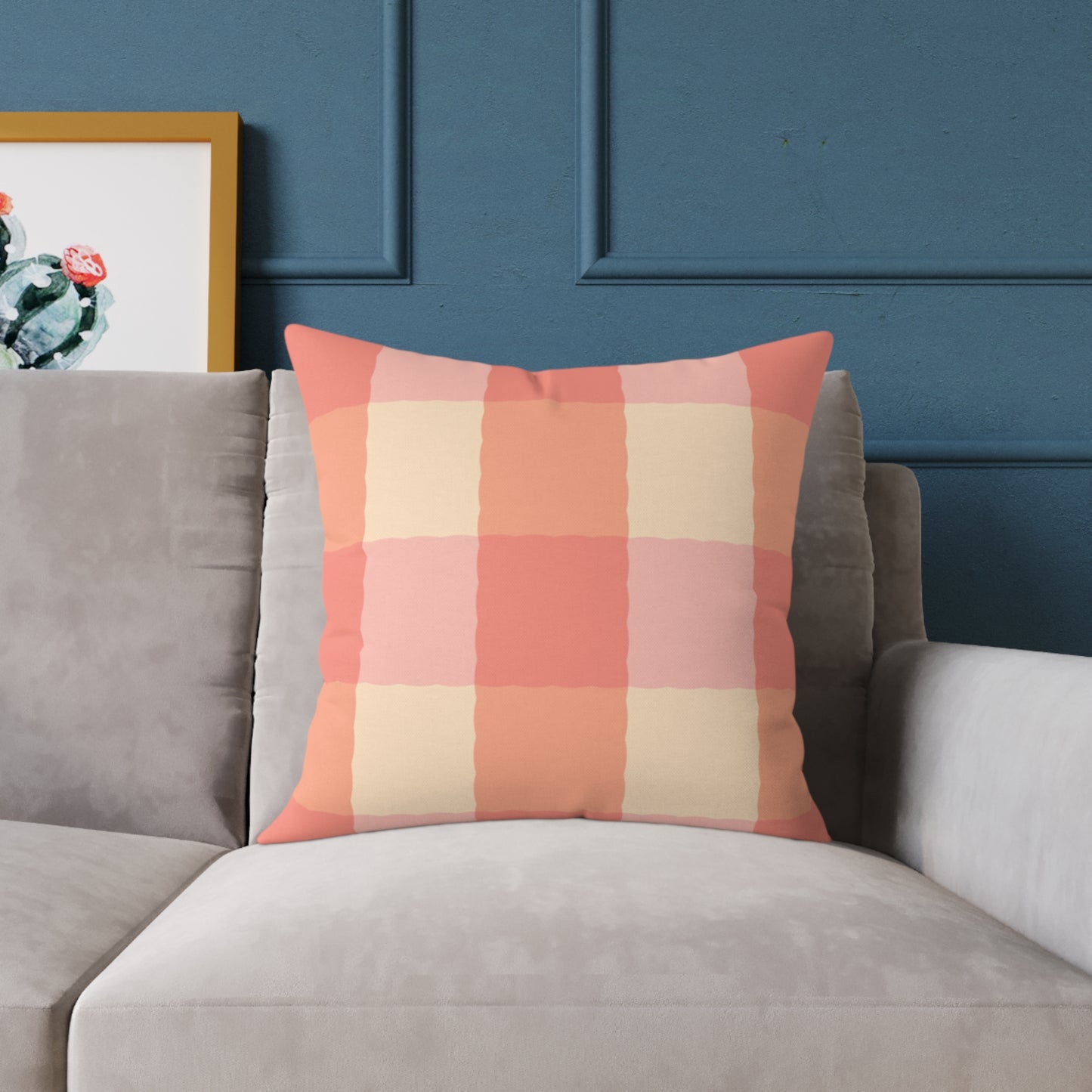 Joyful Gingham Pillow – Coral Pink Checkered Cushion for Cozy, Collected Homes  Layer with Heirloom Plum, Stillwater Check, or any of our art pillows for a warm, welcoming touch. Chic Checkered Pillow