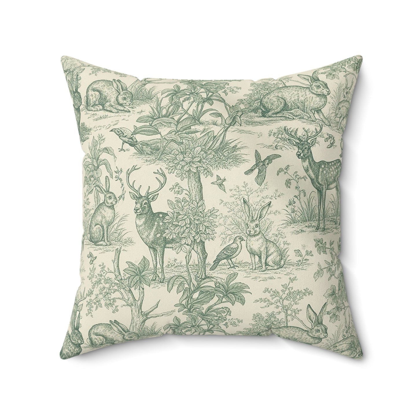 Vintage Woodland Deer Toile Throw Pillow